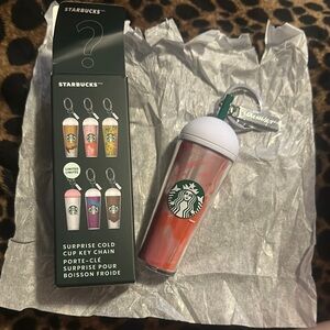 Starbucks Cold Cup Keychain in Pink and White